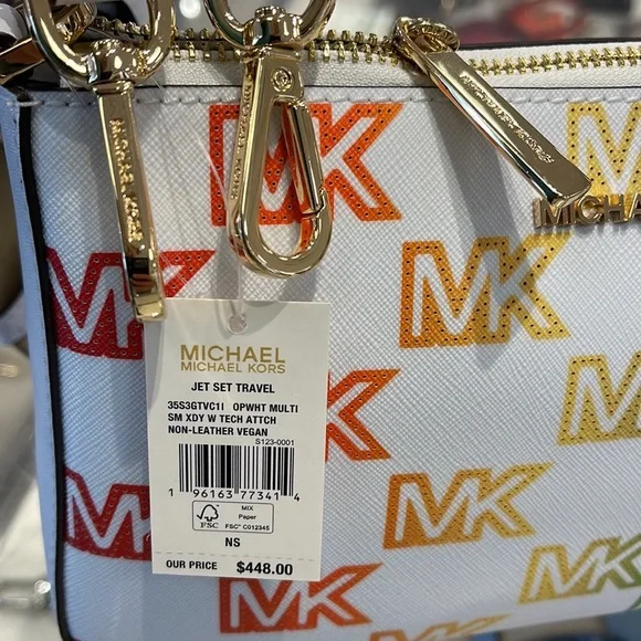 MICHAEL KORS JET SET TRAVEL SMALL SHOULDER CROSSBODY BAG WITH TECH ATTCH AIRPOD